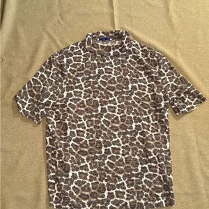 Zara Short Sleeve Leopard Print Tee - Brown & Cream